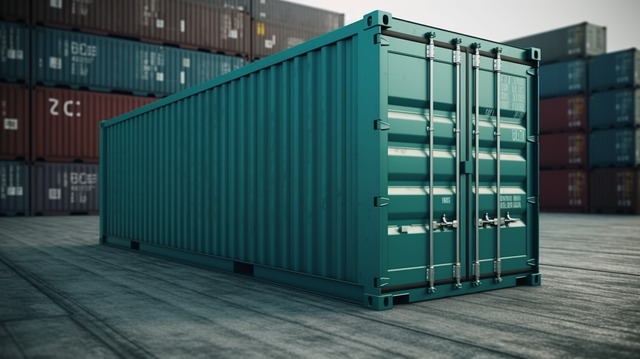 Cargo container on a dock